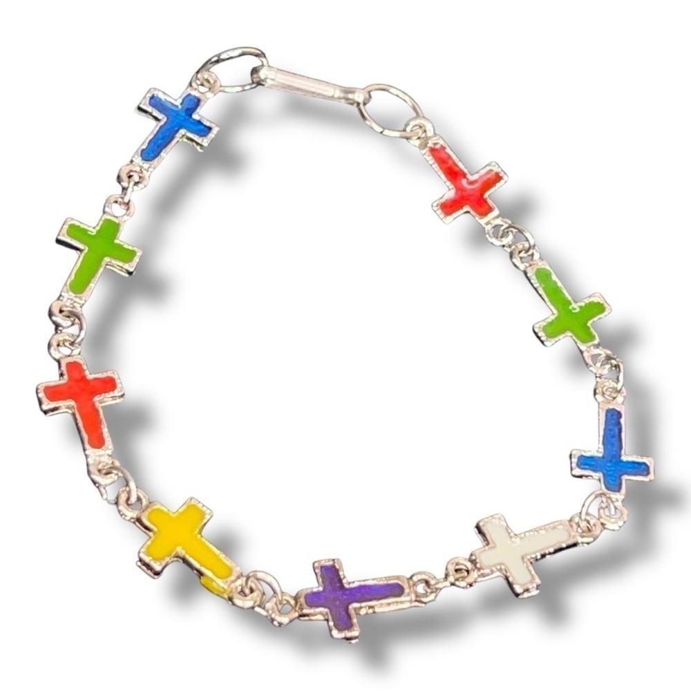 Colorful Cross Bracelet Womens Adult Christian Religious Gift Green Yellow Red